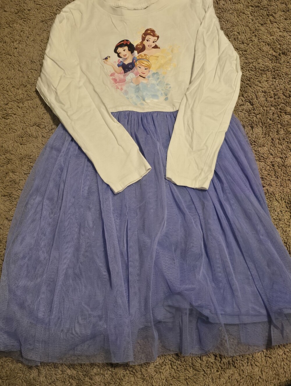 Disney Princess Girls Tulle Dress Size M 7-8 Purple Long Sleeve Excellent Cond